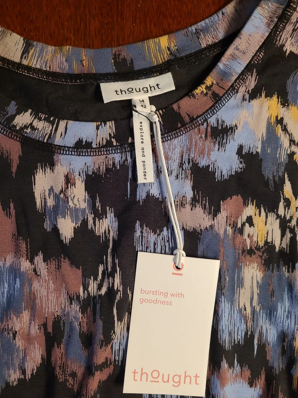 Thought, Abstract Watercolor Jersey Dress US Size 14 EU Size 42
